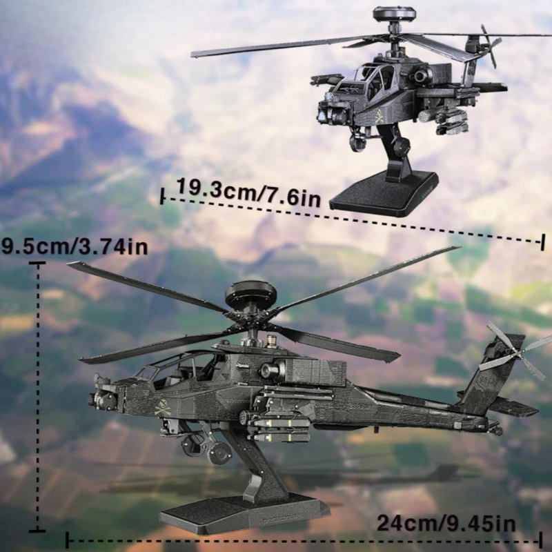 Puzzle 3D en métal hélicoptère militaire Apache