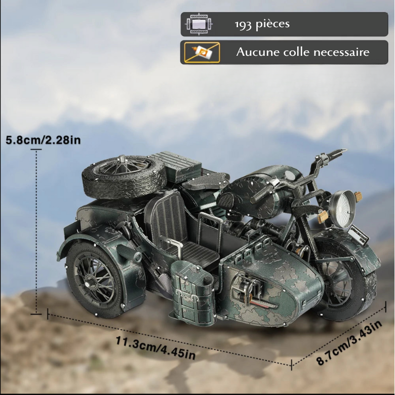 Puzzle 3D en métal moto militaire