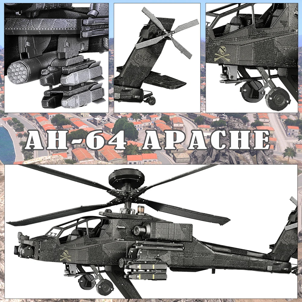 Puzzle 3D en métal hélicoptère militaire Apache