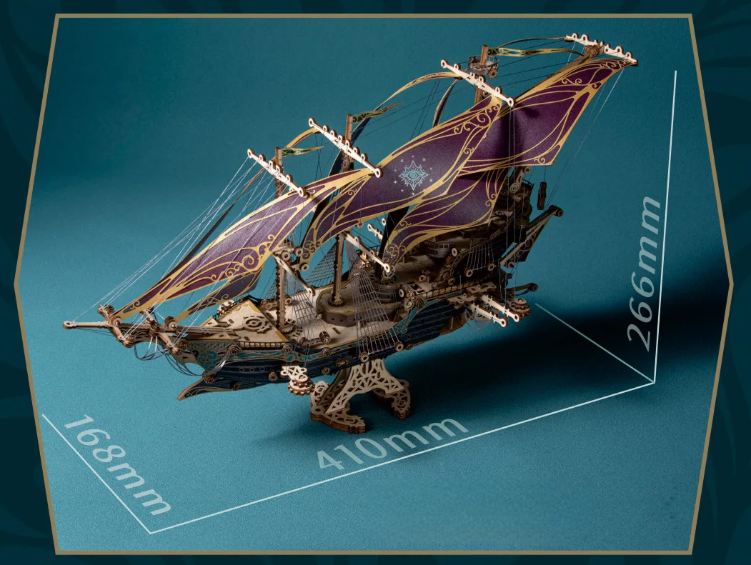 Puzzle 3D bois Bateau pirate à voile en couleur