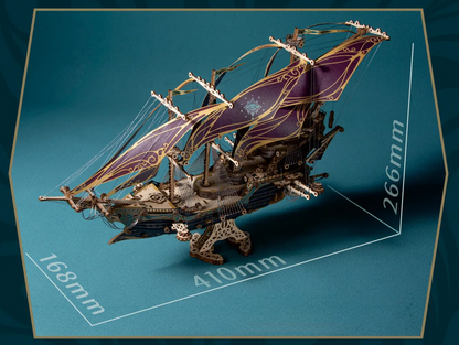 Puzzle 3D bois Bateau pirate à voile en couleur