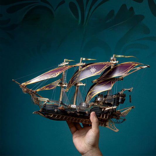 Puzzle 3D bois Bateau pirate à voile en couleur