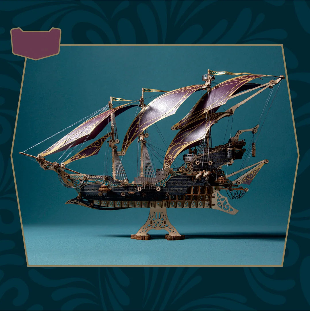 Puzzle 3D bois Bateau pirate à voile en couleur